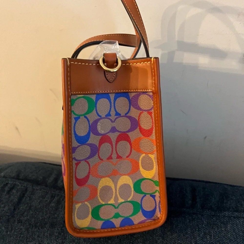 Pride Rainbow Striped Coach Field Tote 22 - Color Burst - Picture 3 of 6